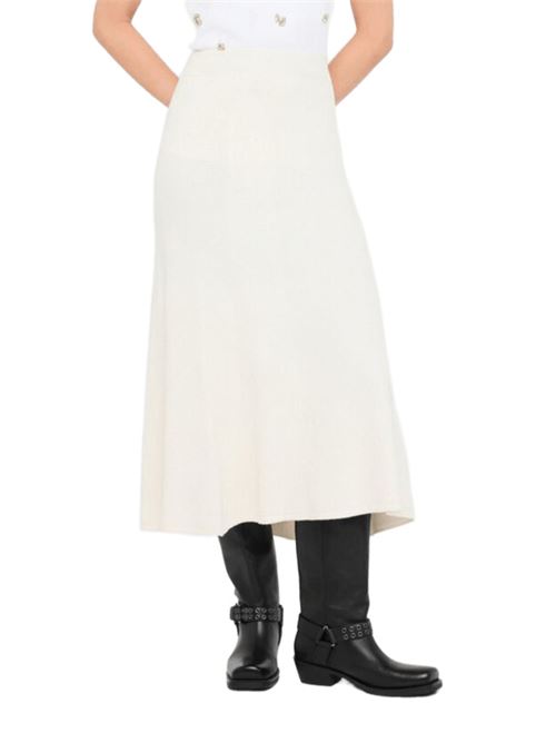 Gonna midi in maglia con paillettes colore bianco lana LIU JO | MF5295-MA27RW9167